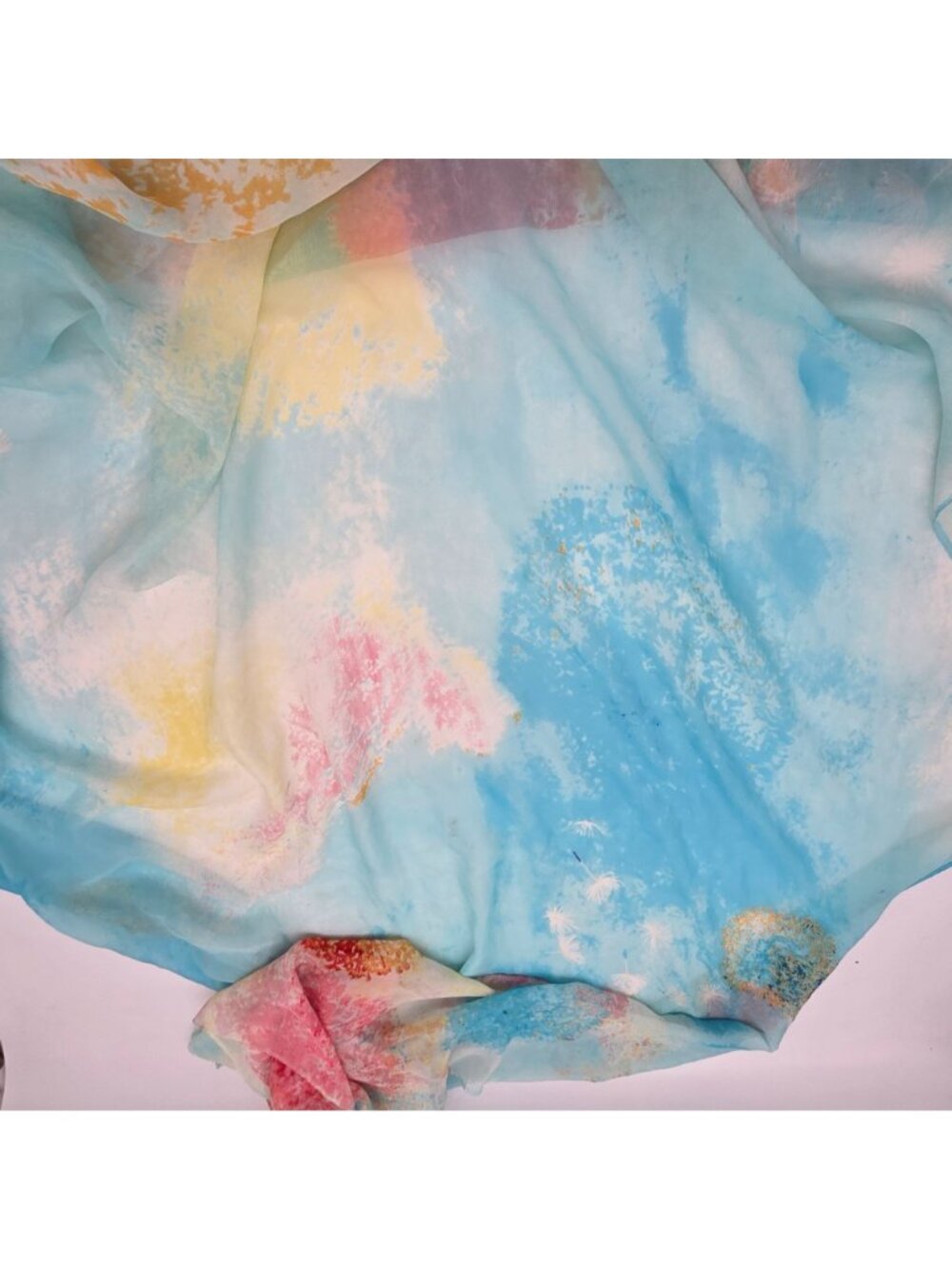 Colorful Sheer Scarf With Abstract Tree Print Lightweight Soft Wrap 72"x38" - Picture 6 of 8